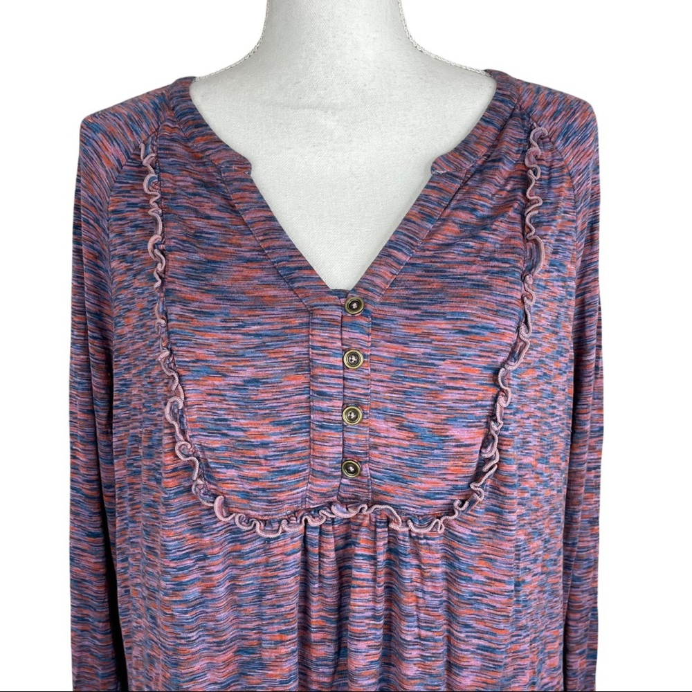 Matilda Jane Planetarium Top Purple Spaced Dyed Henley Long Sleeve Tee Shirt - Picture 6 of 10
